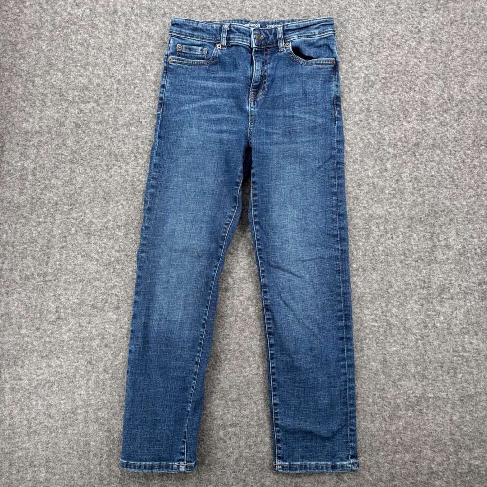Amazon Essentials Girls Straight Leg Jeans Medium Wash Blue Size 12 Adjustable